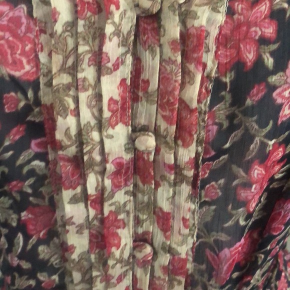 Converse One Star Gray Floral Sheer Y2K Short Sleeve Blouse M - Picture 3 of 11